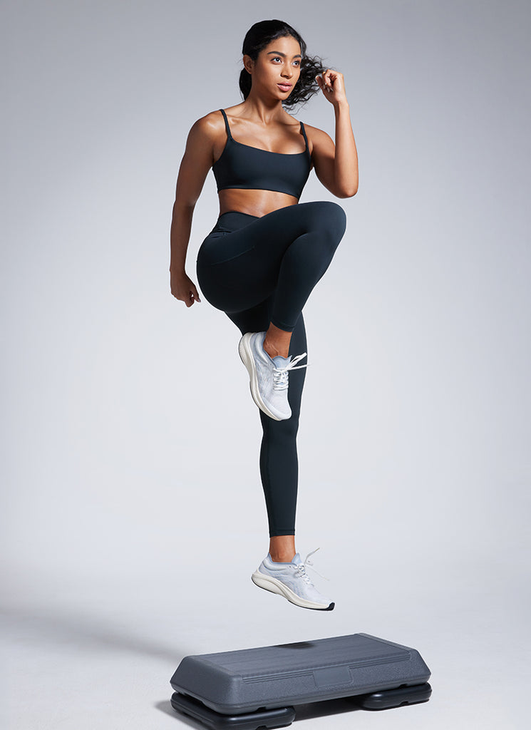 CRZ YOGA Womens Butterbreeze Spaghetti Strap Scoop Neck Sports Bra True Navy