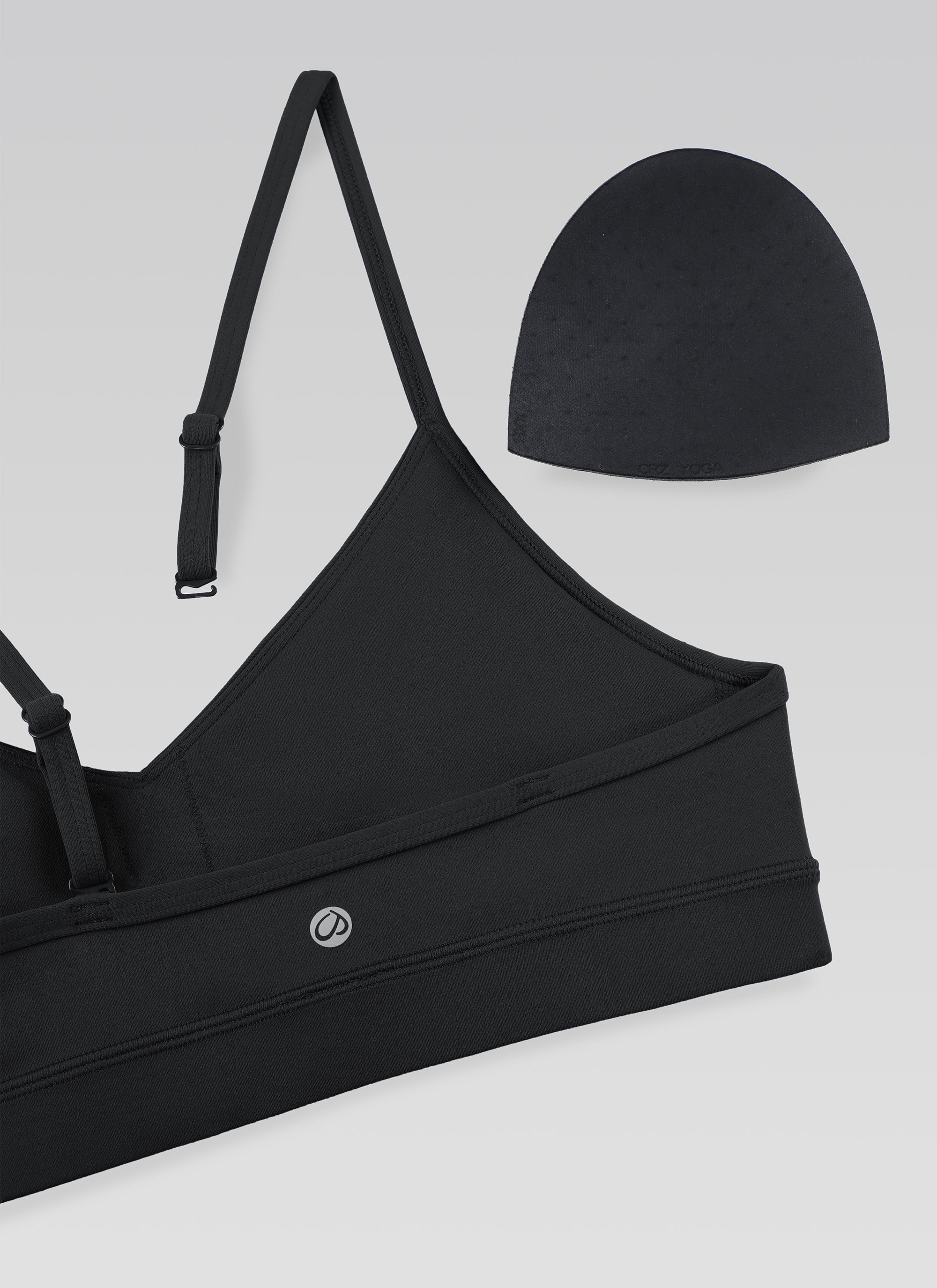 CRZ YOGA Butterluxe Womens V Neck Camisole Yoga Padded Sports Bra Black @model_info:NEW