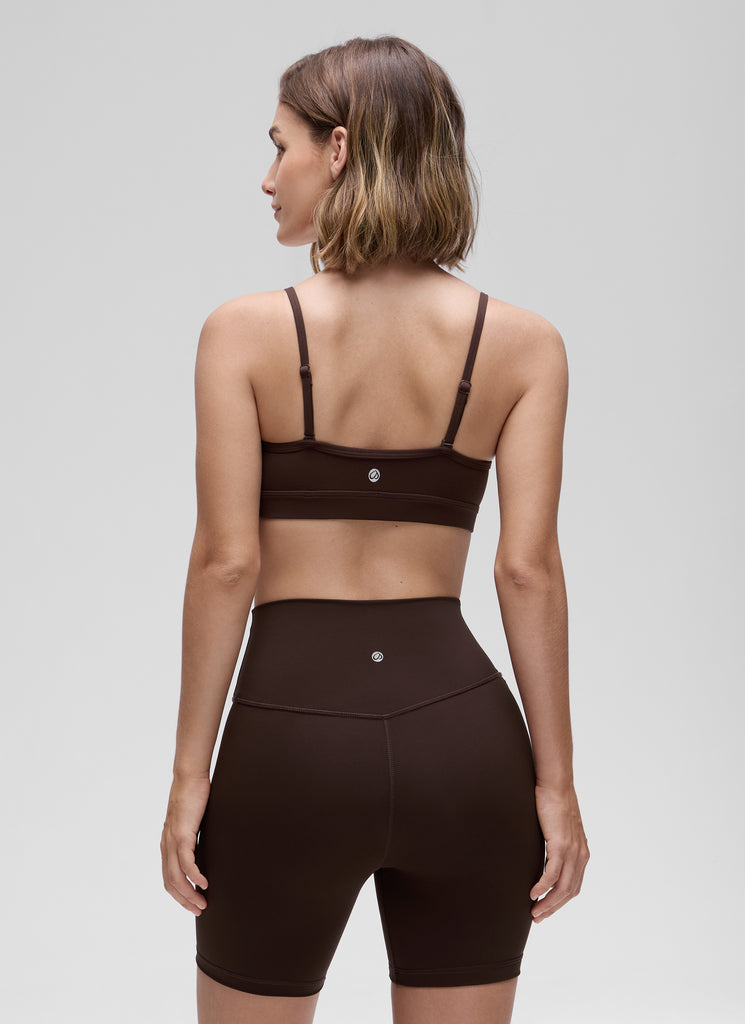 CRZ YOGA Butterluxe Womens V Neck Camisole Yoga Padded Sports Bra Hot Fudge Brown