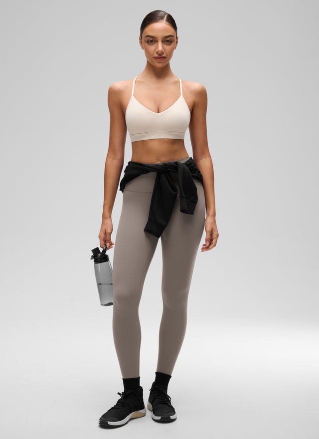 CRZ YOGA Butterluxe Womens V Neck Camisole Yoga Padded Sports Bra Mojave Tan