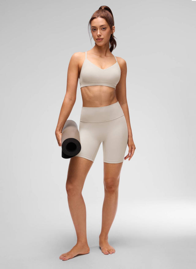 CRZ YOGA Butterluxe Womens V Neck Camisole Yoga Padded Sports Bra Mojave Tan