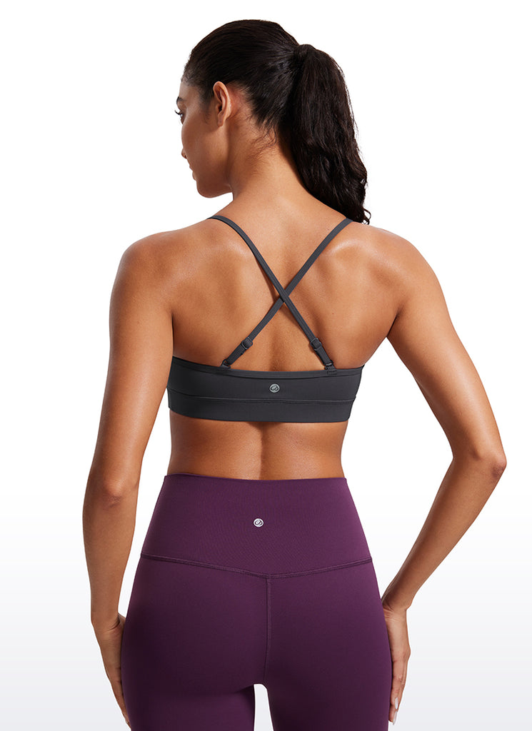 CRZ YOGA Butterluxe Womens V Neck Camisole Yoga Padded Sports Bra Deep Red