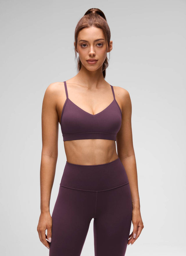 CRZ YOGA Butterluxe Womens V Neck Camisole Yoga Padded Sports Bra Grape Thistle Purple @model_info:Lary