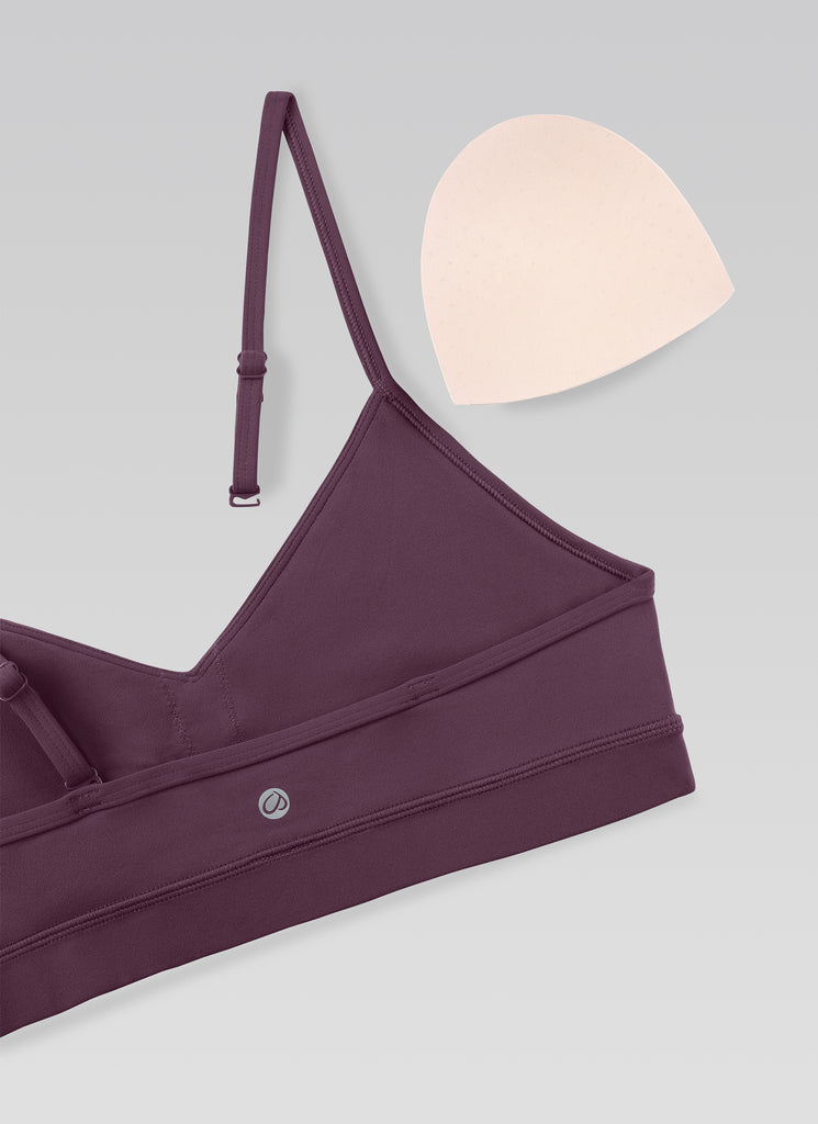 CRZ YOGA Butterluxe Womens V Neck Camisole Yoga Padded Sports Bra Grape Thistle Purple