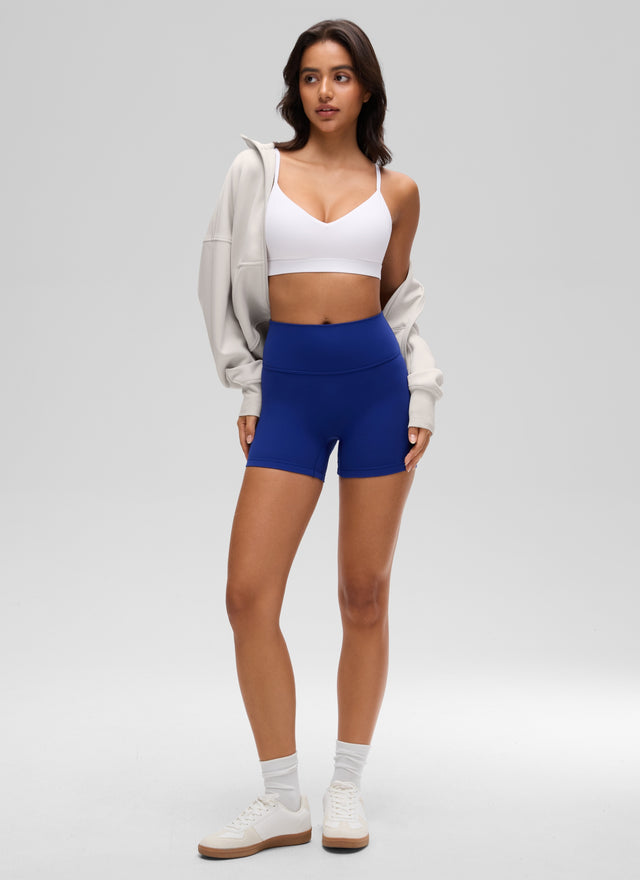CRZ YOGA Butterluxe Womens V Neck Camisole Yoga Padded Sports Bra White @model_info:Liss