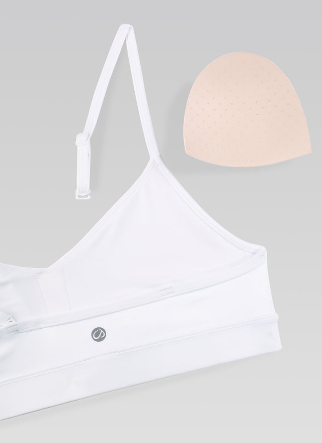 CRZ YOGA Butterluxe Womens V Neck Camisole Yoga Padded Sports Bra White