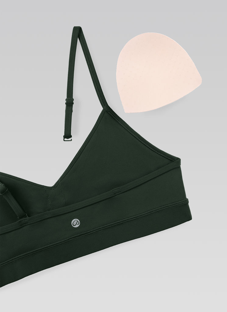 CRZ YOGA Butterluxe Womens V Neck Camisole Yoga Padded Sports Bra Legend Green