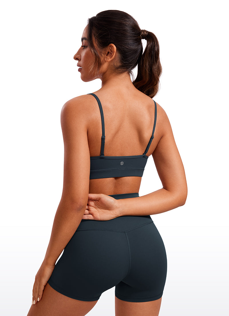 CRZ YOGA Butterluxe Womens V Neck Camisole Yoga Padded Sports Bra True Navy