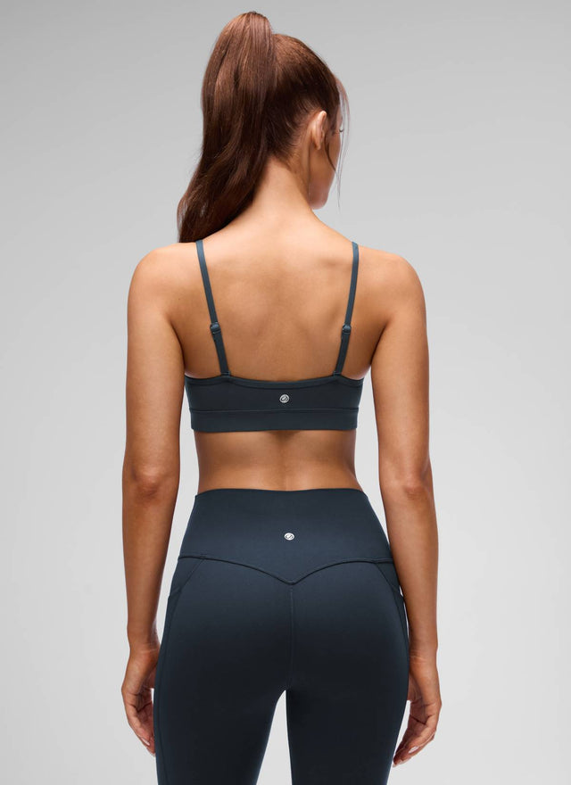 CRZ YOGA Butterluxe Womens V Neck Camisole Yoga Padded Sports Bra True Navy @model_info:Lary