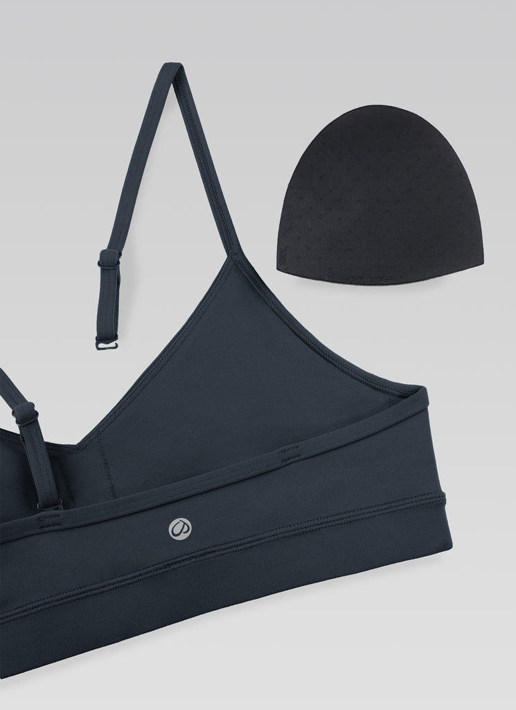 CRZ YOGA Butterluxe Womens V Neck Camisole Yoga Padded Sports Bra True Navy