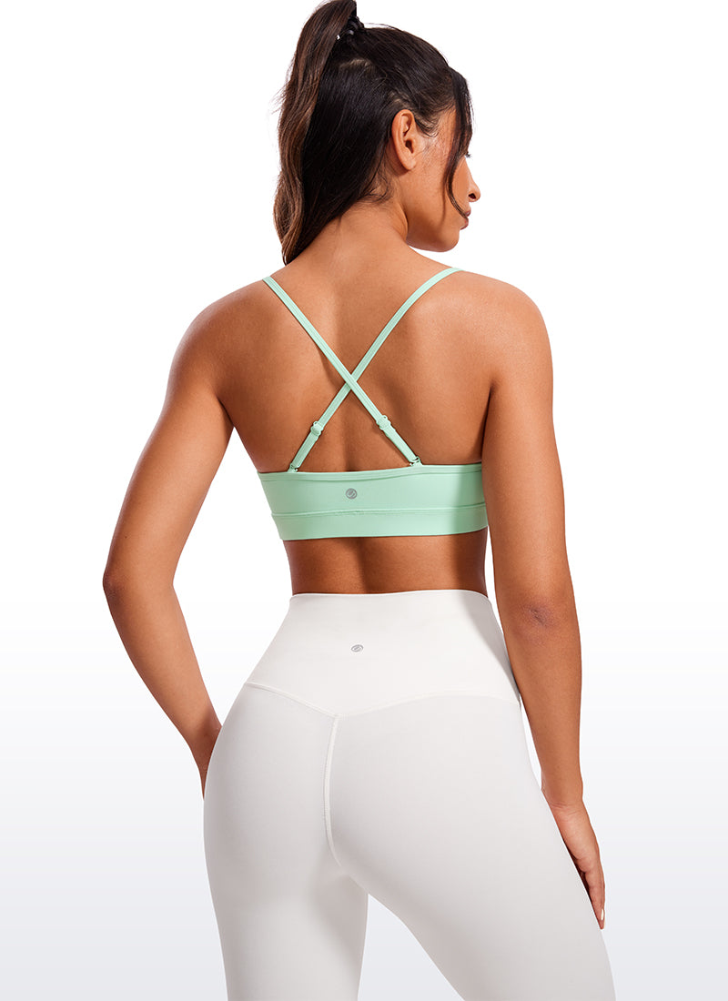 CRZ YOGA Butterluxe Womens V Neck Camisole Yoga Padded Sports Bra Mint Moment