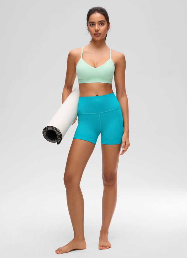 CRZ YOGA Butterluxe Womens V Neck Camisole Yoga Padded Sports Bra Mint Moment