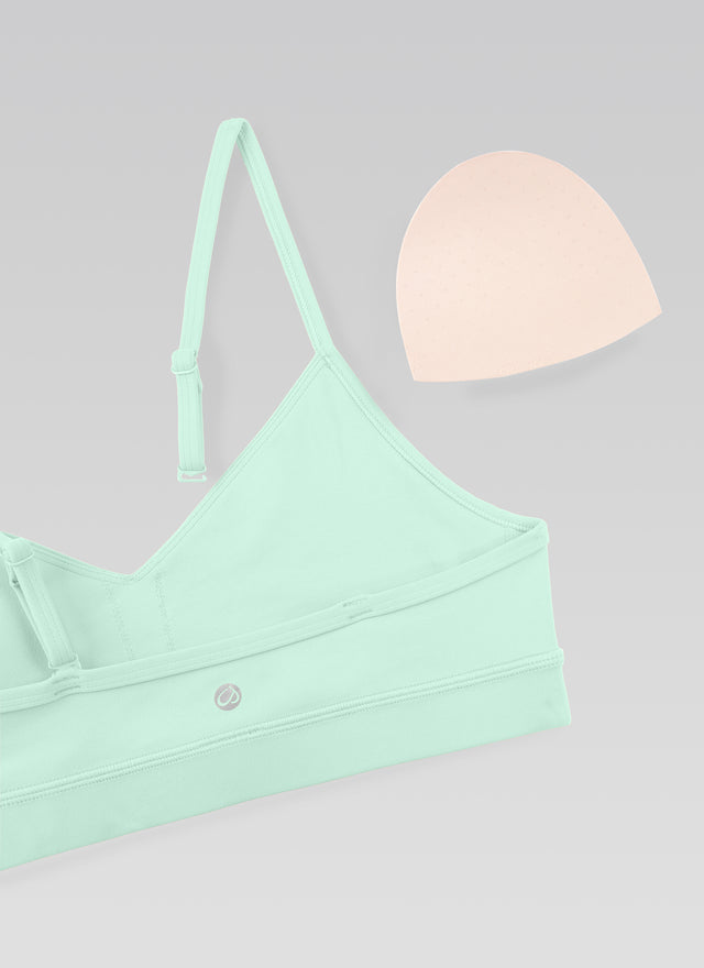 CRZ YOGA Butterluxe Womens V Neck Camisole Yoga Padded Sports Bra Mint Moment @model_info:NEW