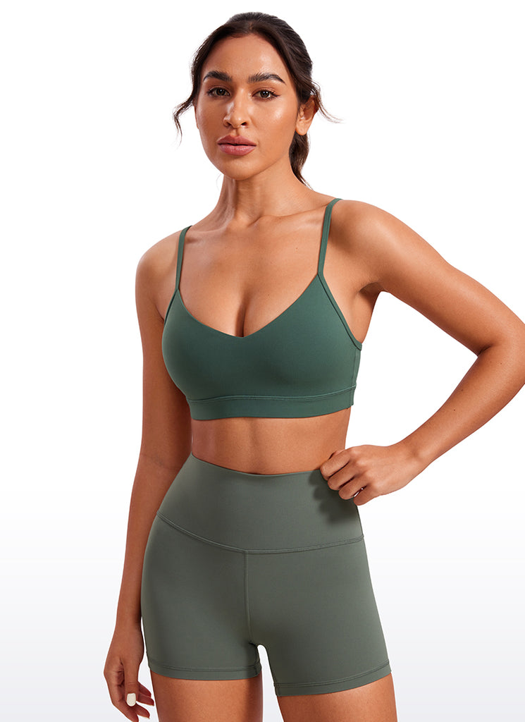 CRZ YOGA Butterluxe Womens V Neck Camisole Yoga Padded Sports Bra Mint Moment