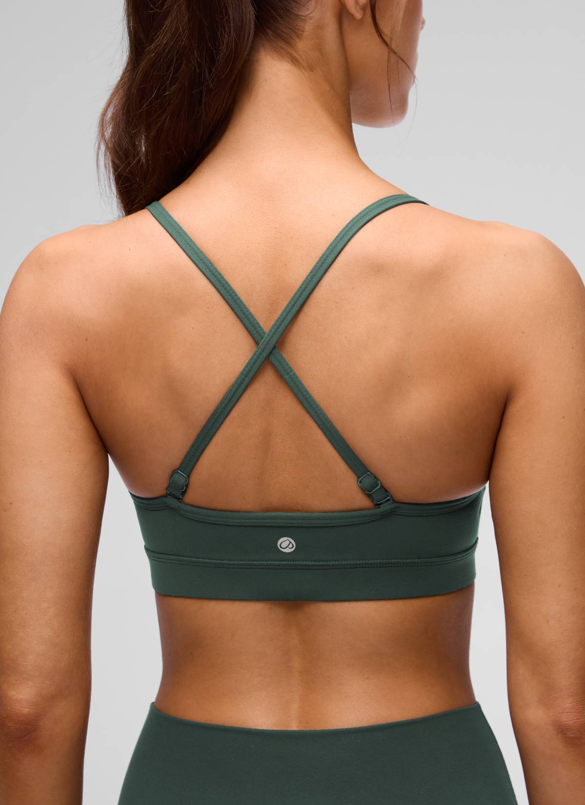 CRZ YOGA Butterluxe Womens V Neck Camisole Yoga Padded Sports Bra Dark Forest Green @model_info:Lary