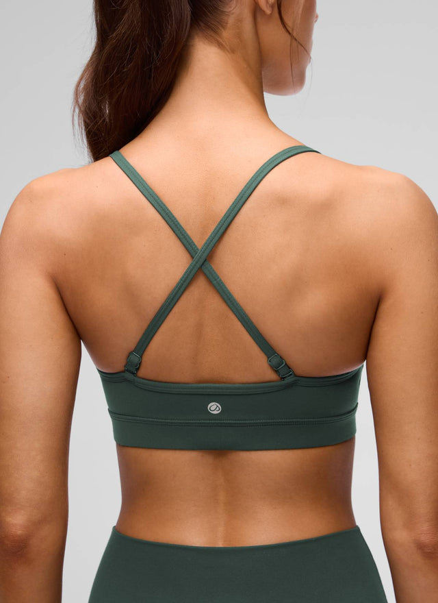 CRZ YOGA Butterluxe Womens V Neck Camisole Yoga Padded Sports Bra Dark Forest Green @model_info:Lary