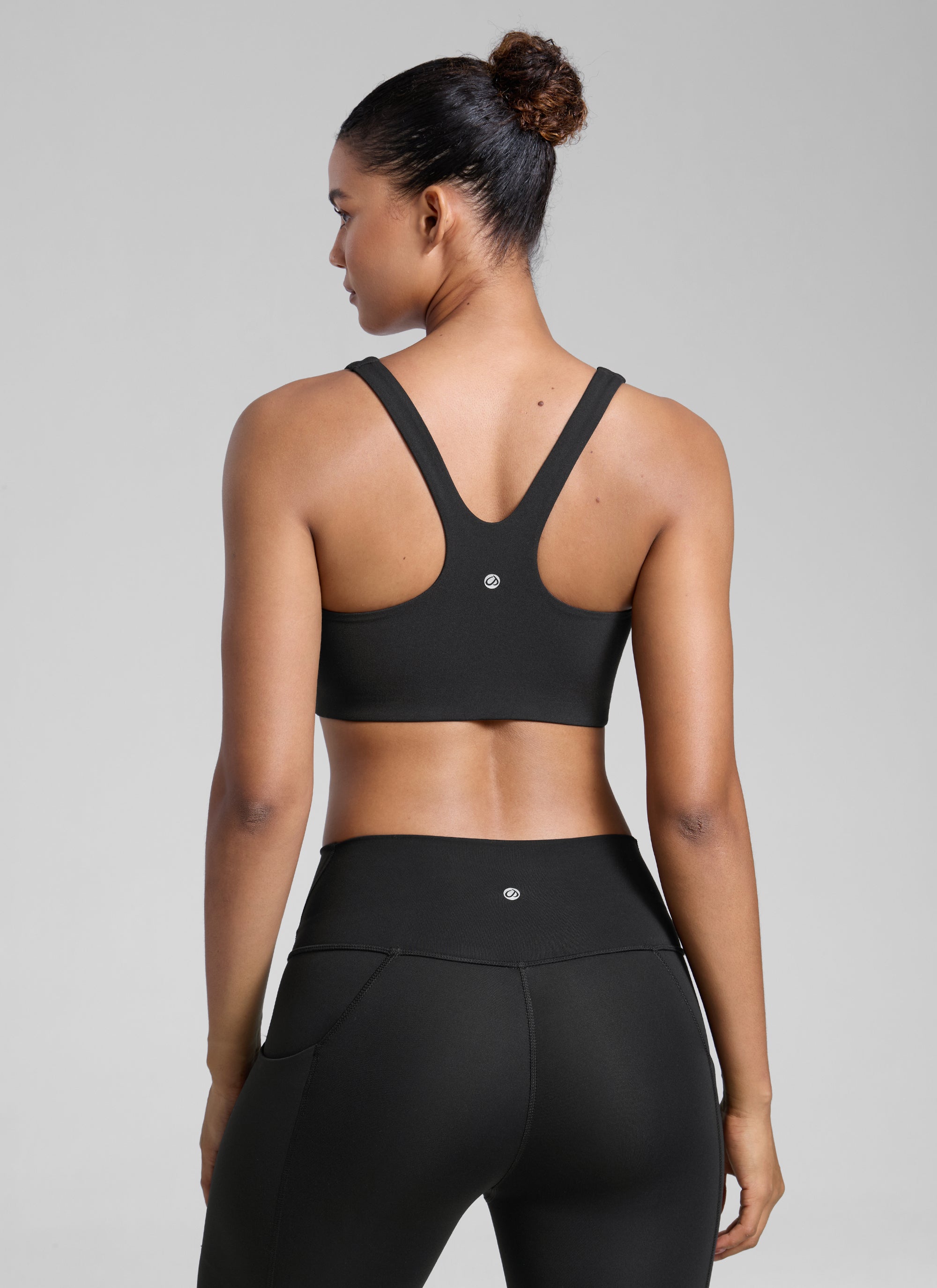 CRZ YOGA Womens Butterlift Double Lined Square Neck Yoga Sports Bra Black