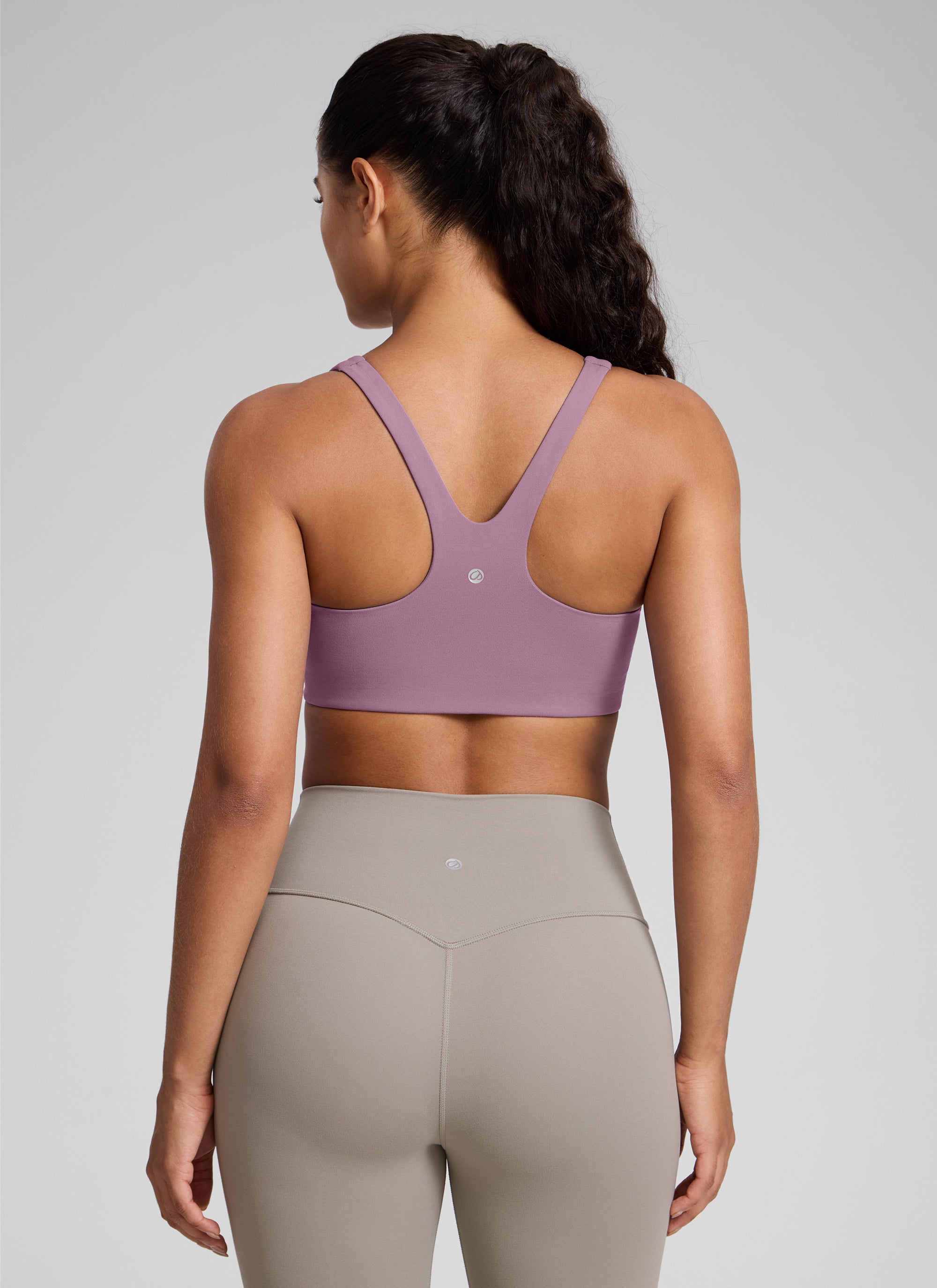 CRZ YOGA Womens Butterlift Double Lined Square Neck Yoga Sports Bra Light Lavender