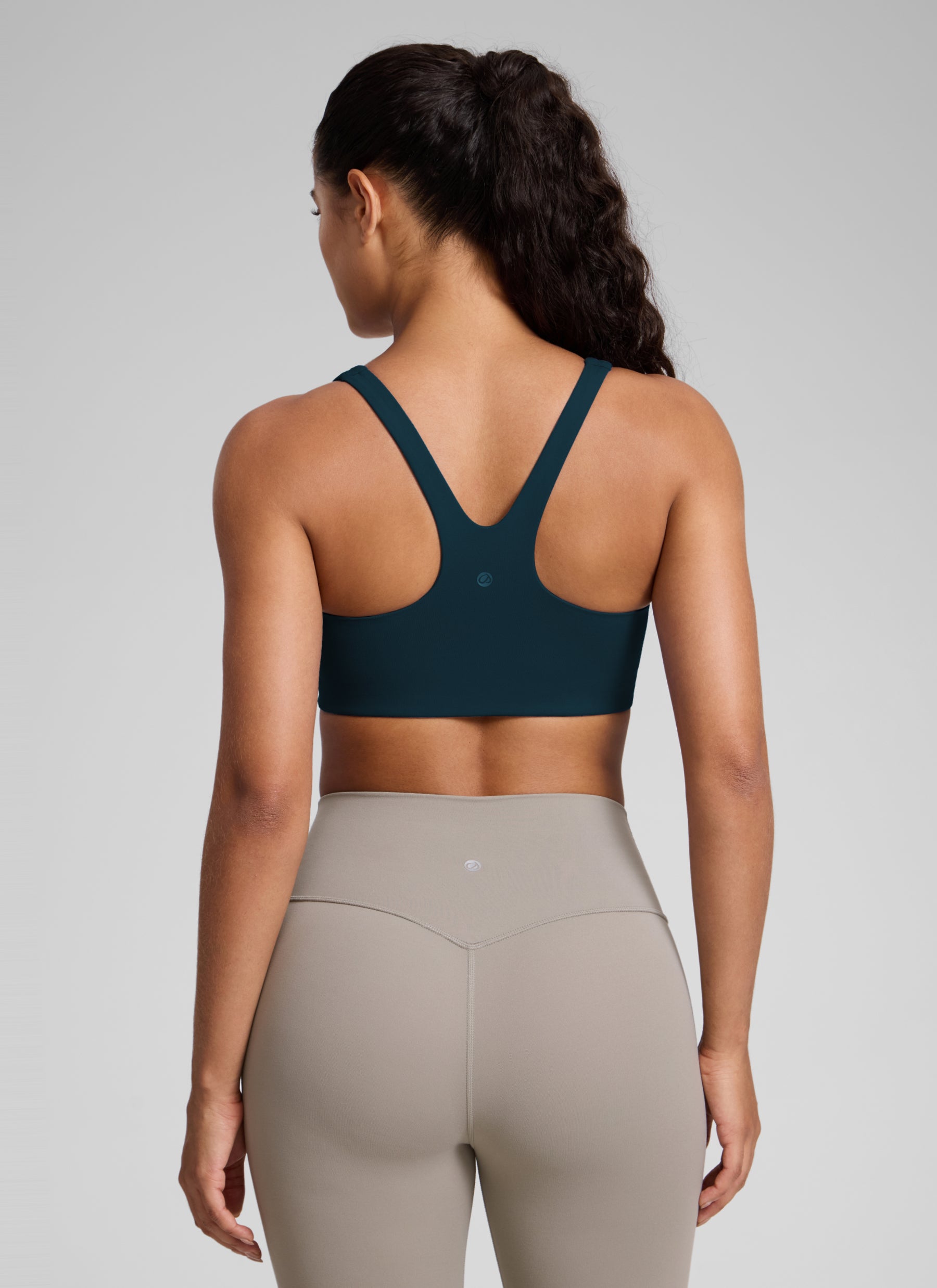 CRZ YOGA Womens Butterlift Double Lined Square Neck Yoga Sports Bra True Navy @model_info:S2
