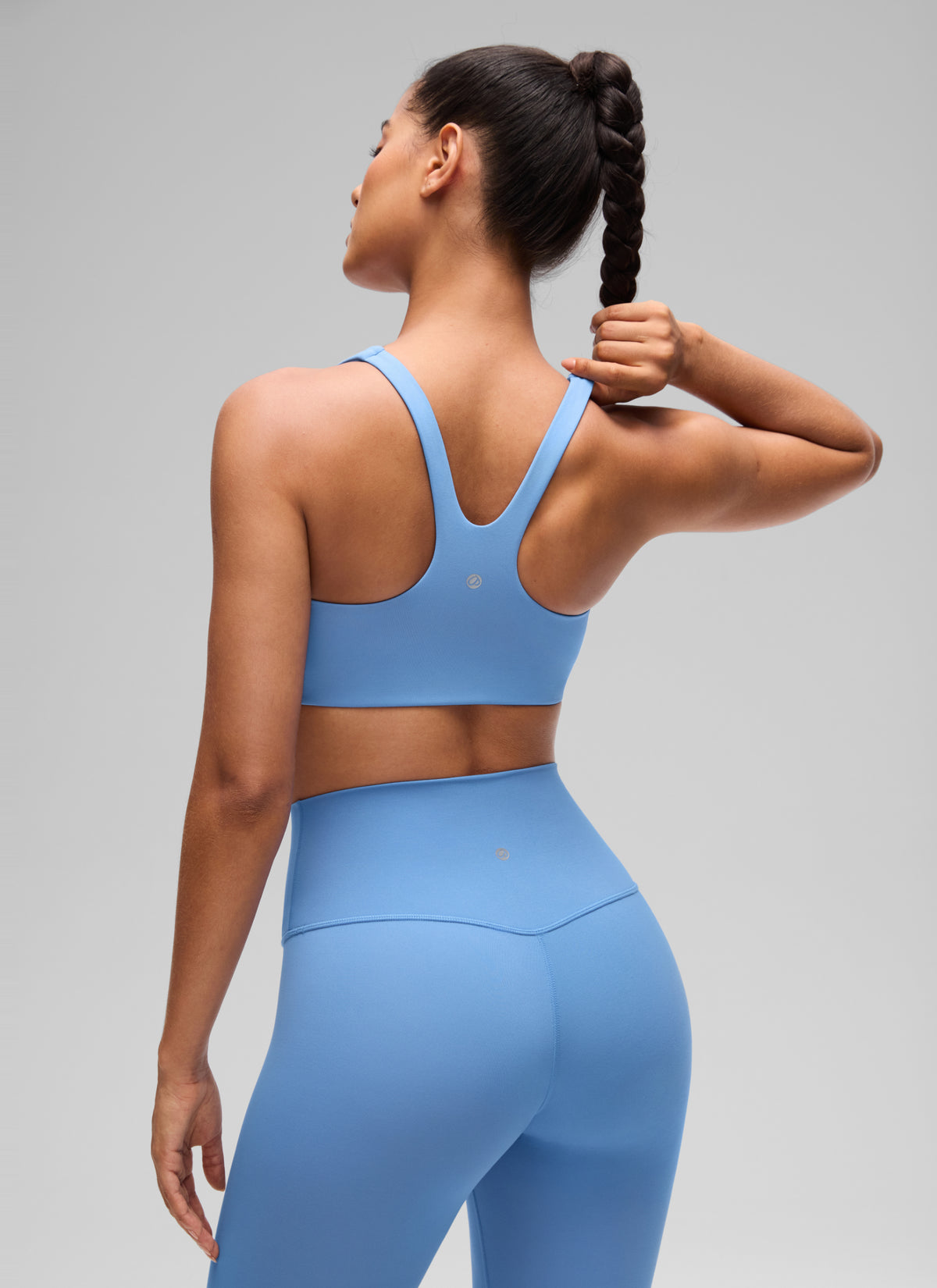 CRZ YOGA Womens Butterlift Double Lined Square Neck Yoga Sports Bra Party Blue @model_info:C