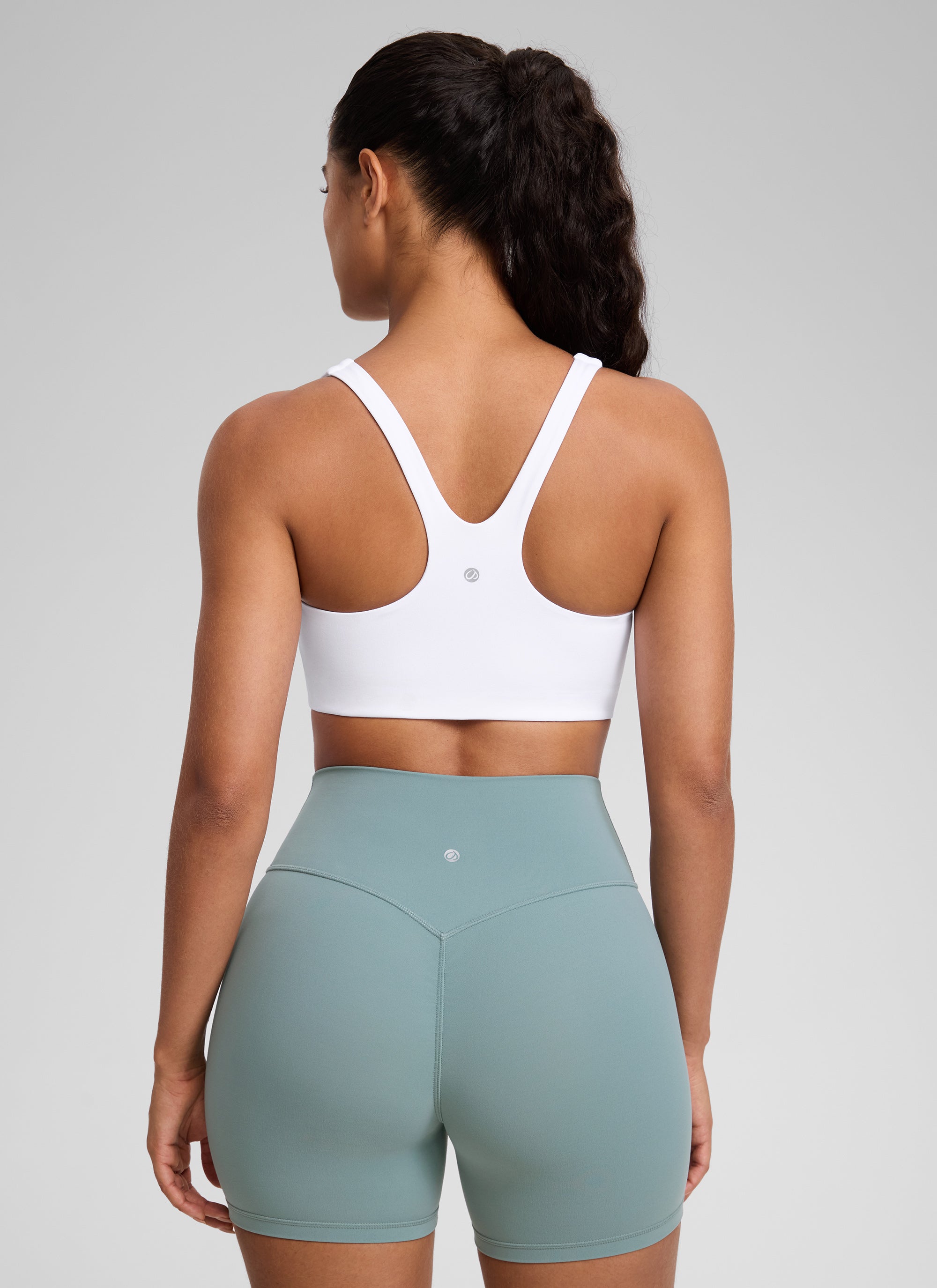 CRZ YOGA Womens Butterlift Double Lined Square Neck Yoga Sports Bra White @model_info:C