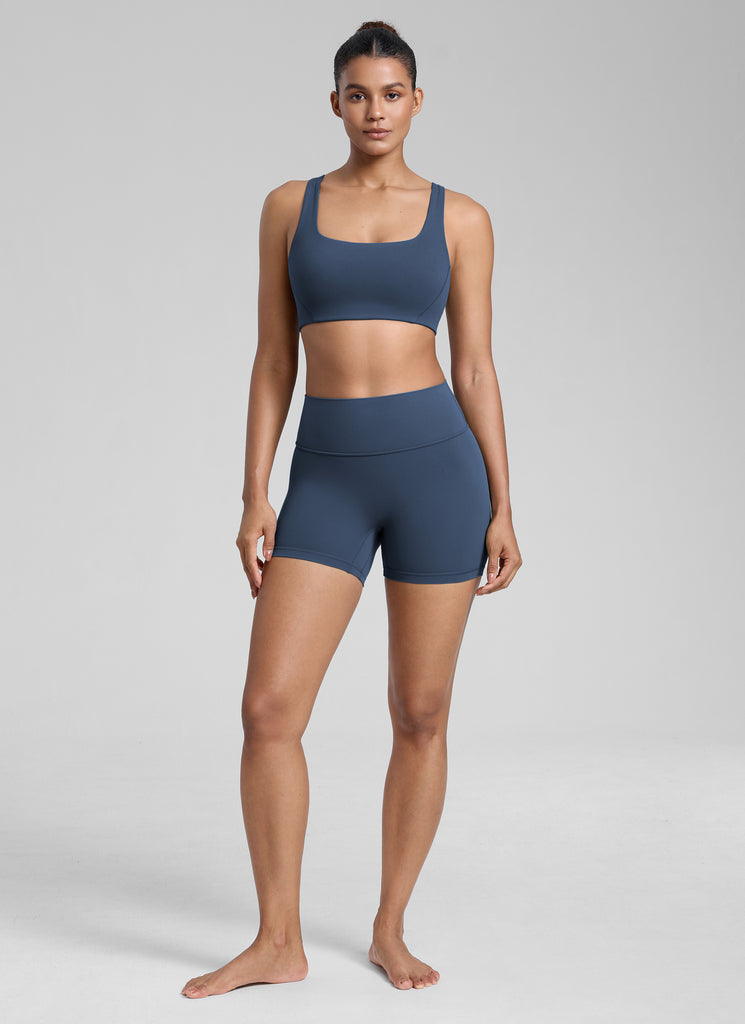 CRZ YOGA Womens Butterlift Double Lined Square Neck Yoga Sports Bra Stelindigo