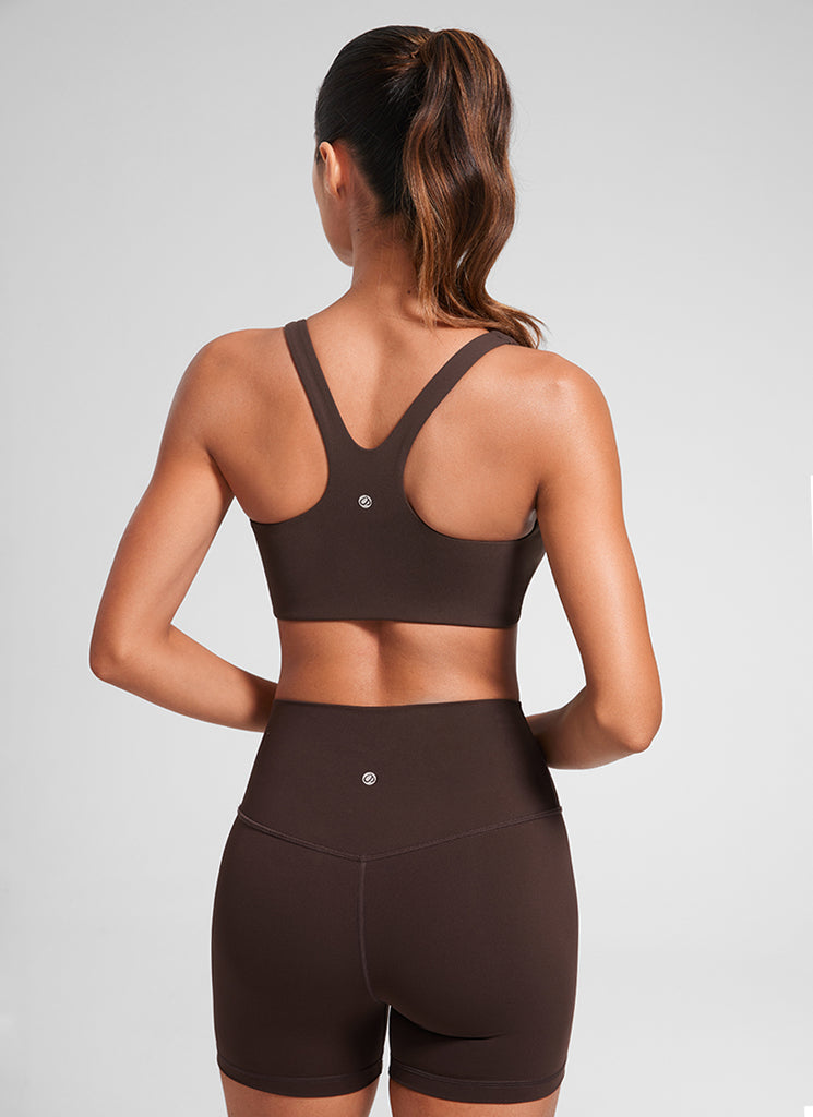 CRZ YOGA Womens Butterlift Double Lined Square Neck Yoga Sports Bra Waves Blue