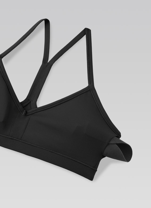 CRZ YOGA Butterluxe Womens Ruched V Neck Yoga Padded Sports Bra Black