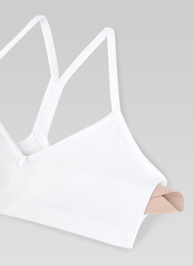 CRZ YOGA Butterluxe Womens Ruched V Neck Yoga Padded Sports Bra White @model_info:NEW