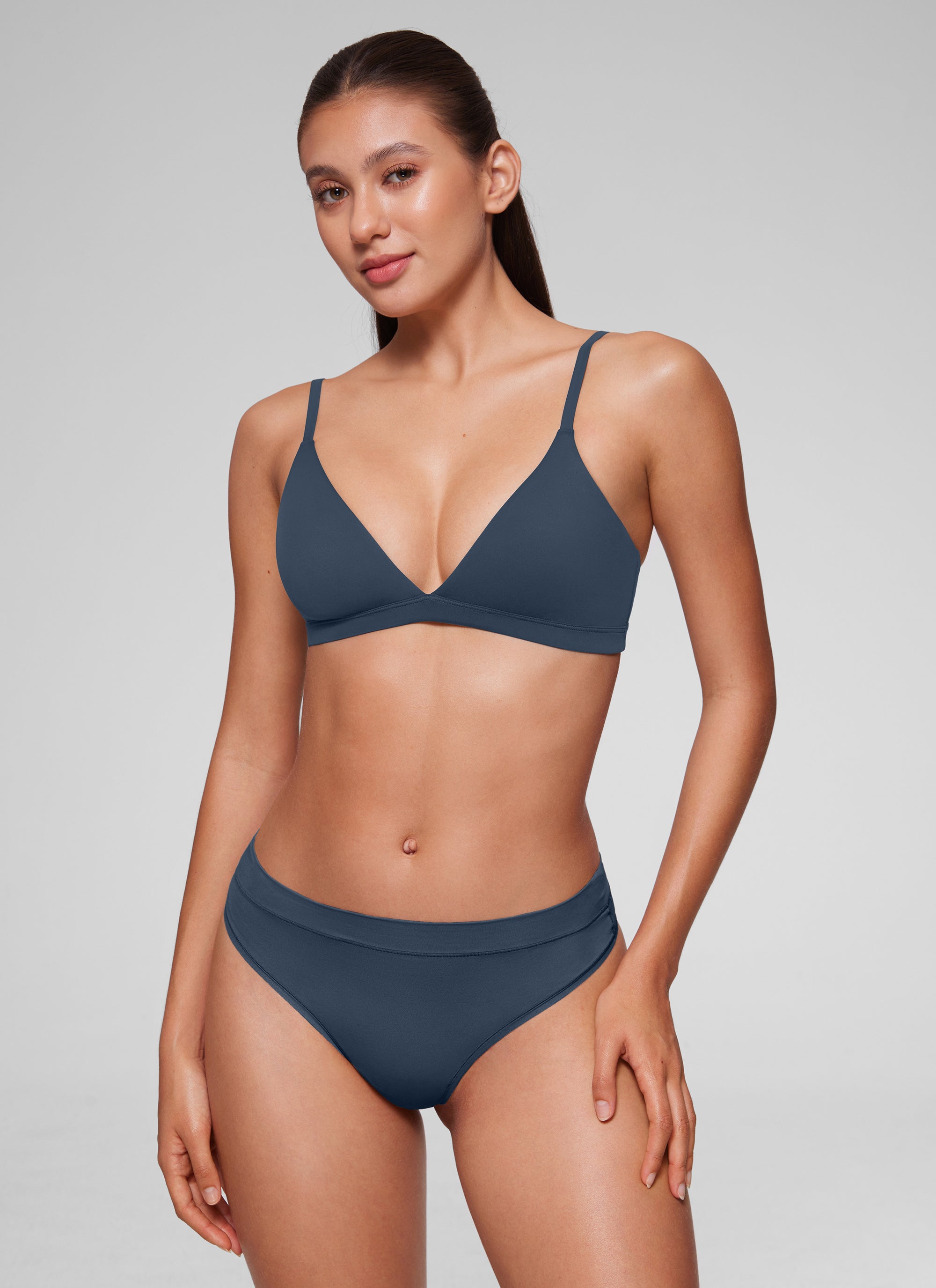 CRZ YOGA Softhold Womens Double Lined Wireless Triangle Bralette Sargasso