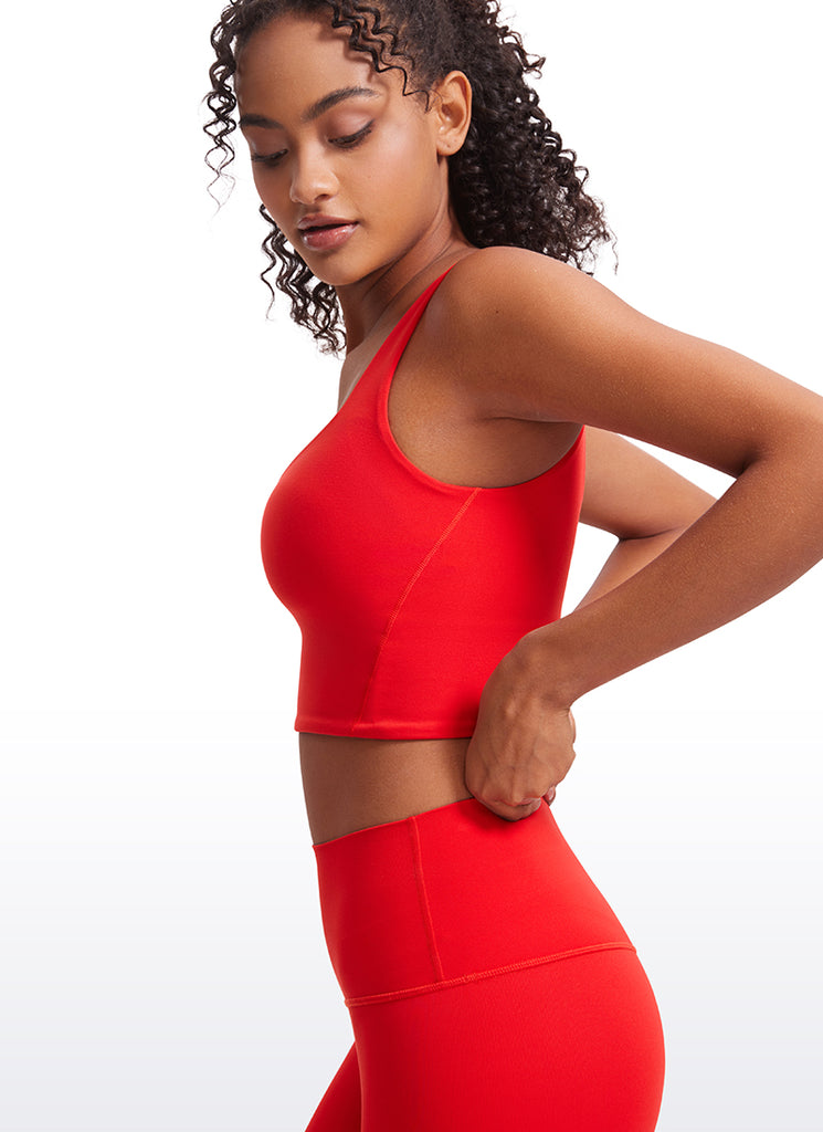 CRZ YOGA Women's Yoga Molded Cup Butterluxe Longline Bra V Neck Grey Sage