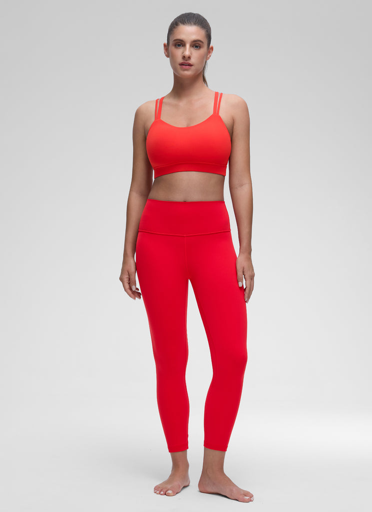 CRZ YOGA Women's Yoga Light Support Double Strap Mold Sport Bra Deep Red