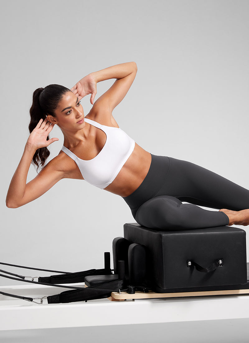 CRZ YOGA Women's Gym Top Butterlift Scoop Neck Bra Adjustable Straps True Navy