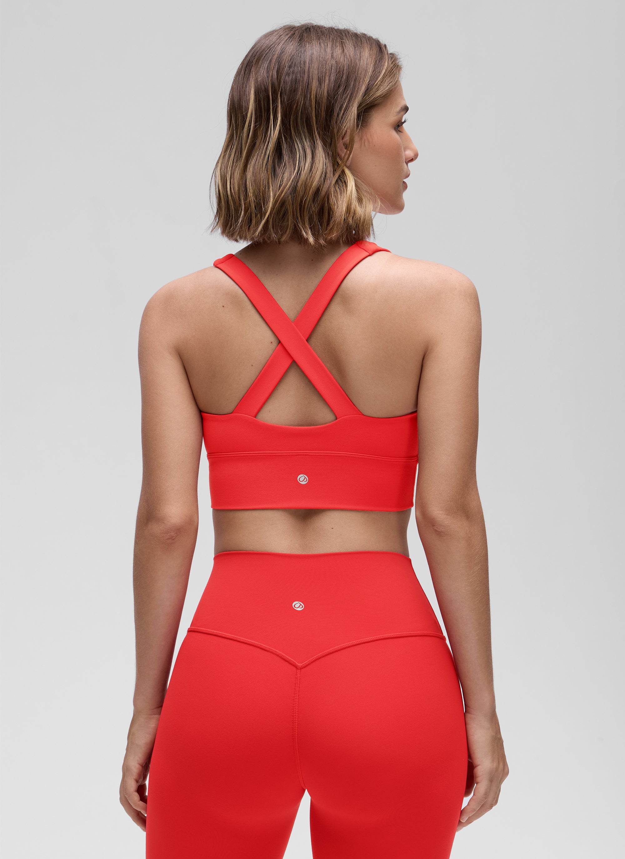 CRZ YOGA Women's Light Support Butterluxe Yoga Bra Ruched V Neck Deep Red