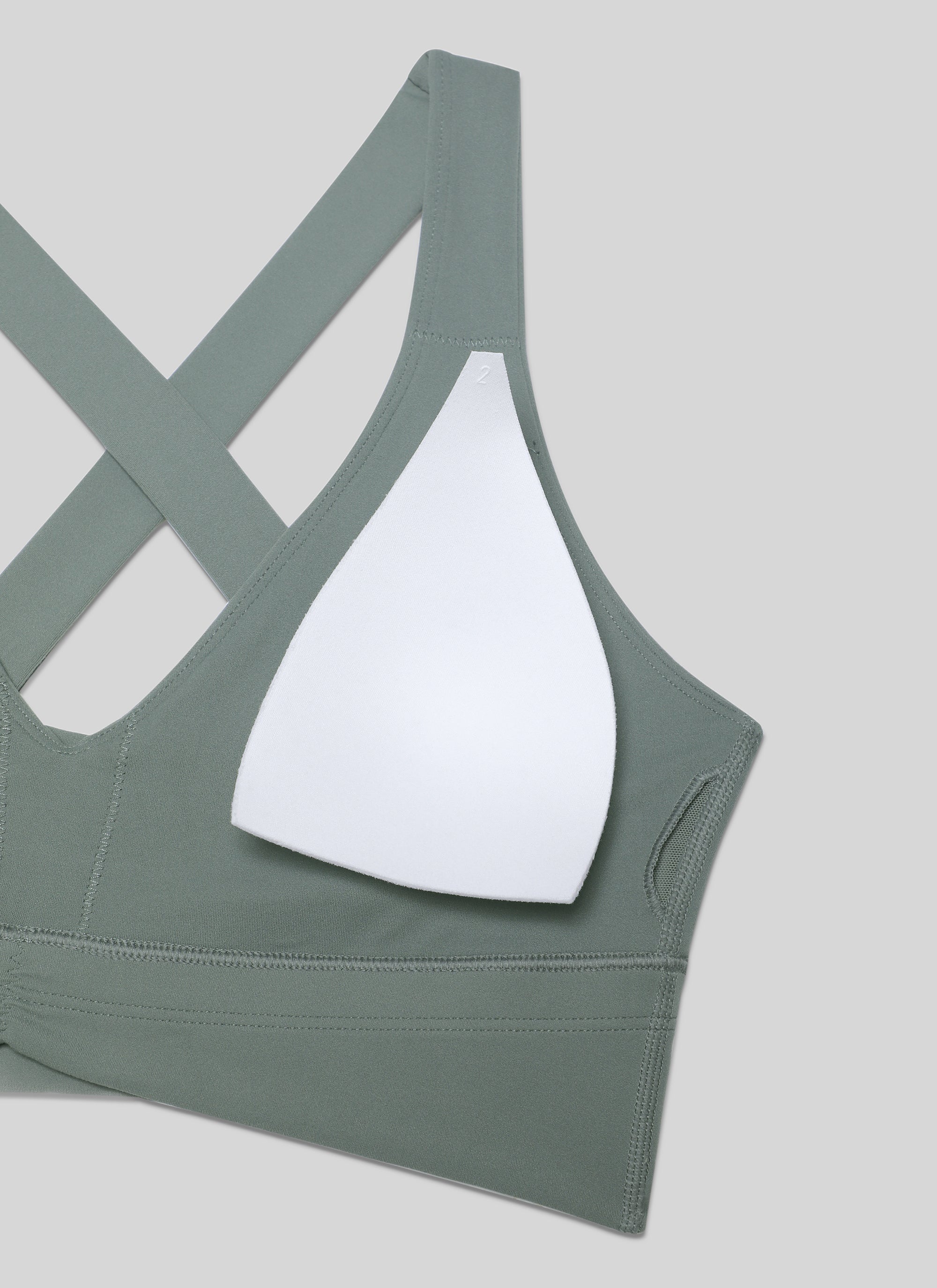 CRZ YOGA Women's Light Support Butterluxe Yoga Bra Ruched V Neck Grey Sage