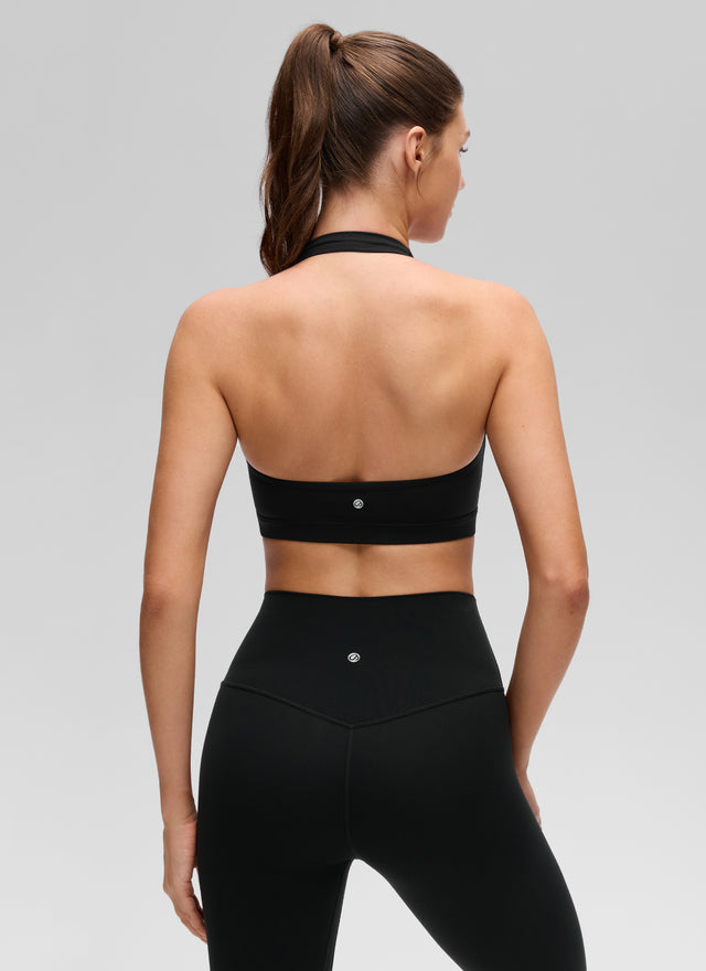 CRZ YOGA Womens Yoga Scoop Neck Padded Open Back Sports Bras Black