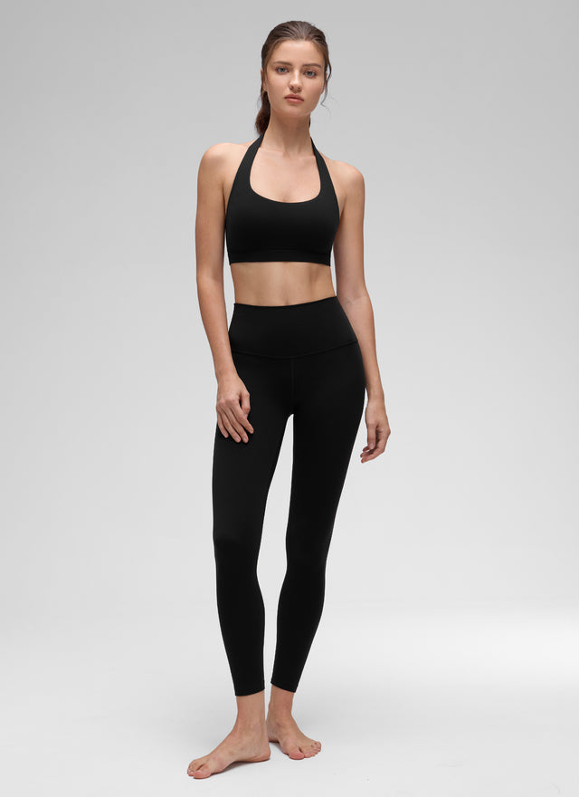 CRZ YOGA Womens Yoga Scoop Neck Padded Open Back Sports Bras Black @model_info:Kerr