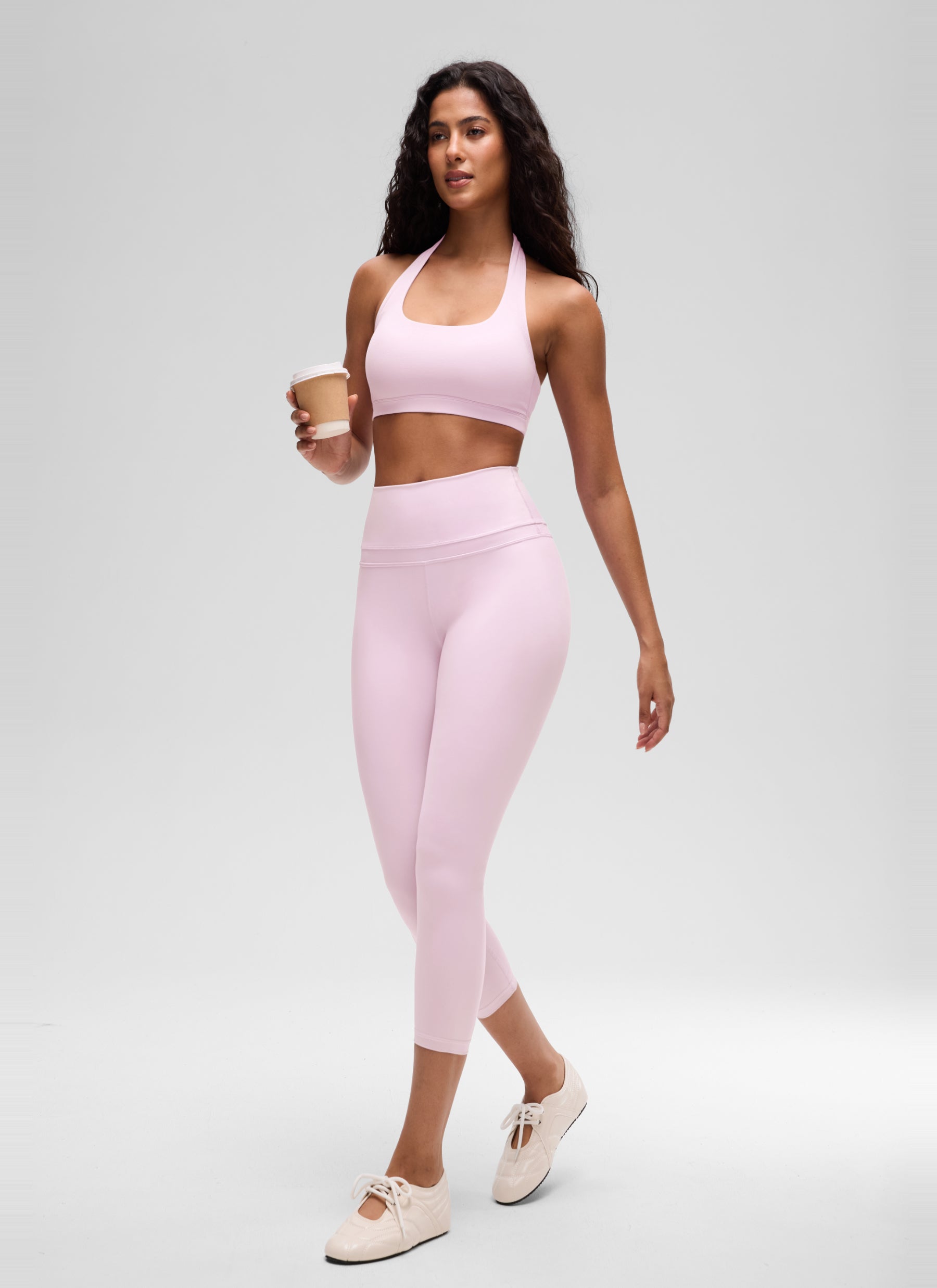CRZ YOGA Womens Yoga Scoop Neck Padded Open Back Sports Bras Pink Organza