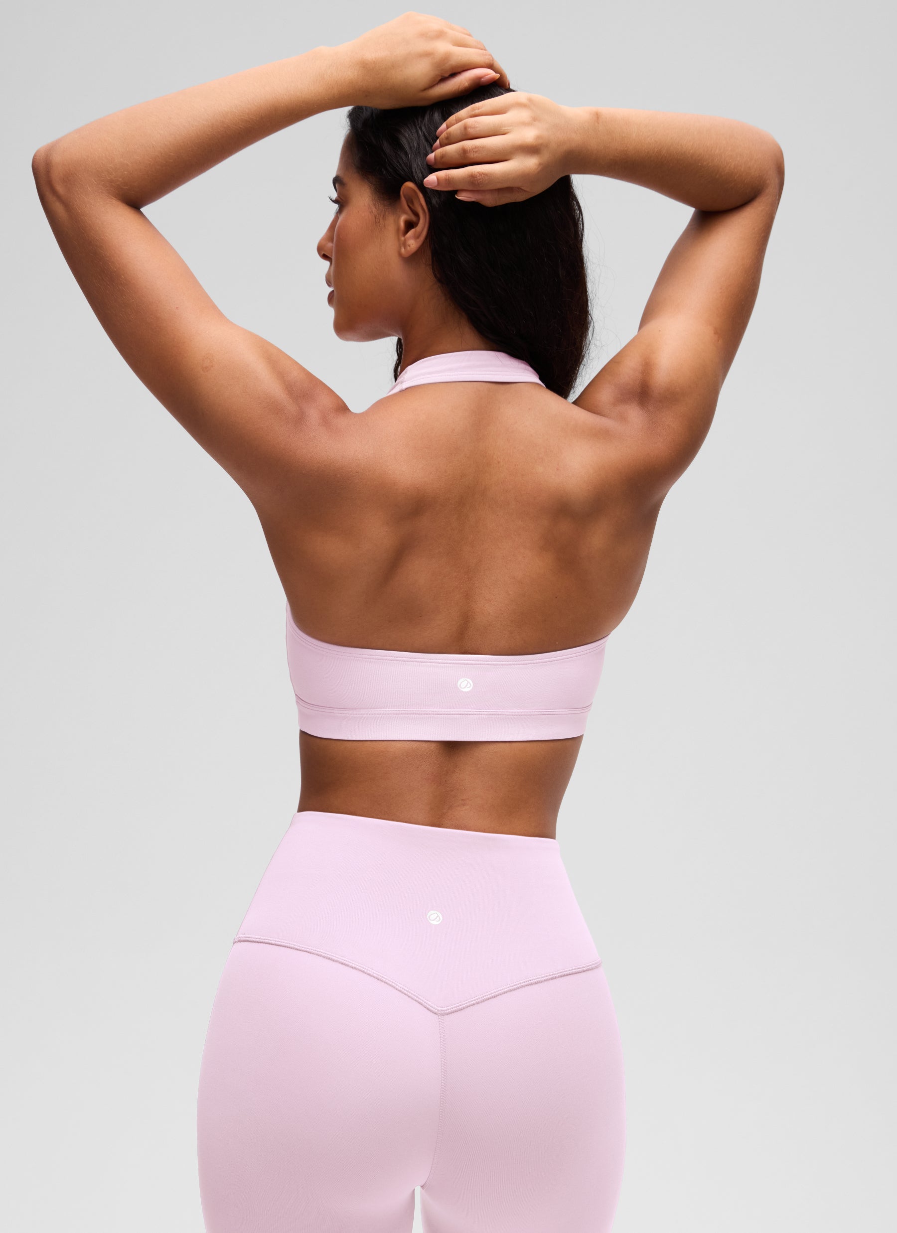 CRZ YOGA Womens Yoga Scoop Neck Padded Open Back Sports Bras Pink Organza