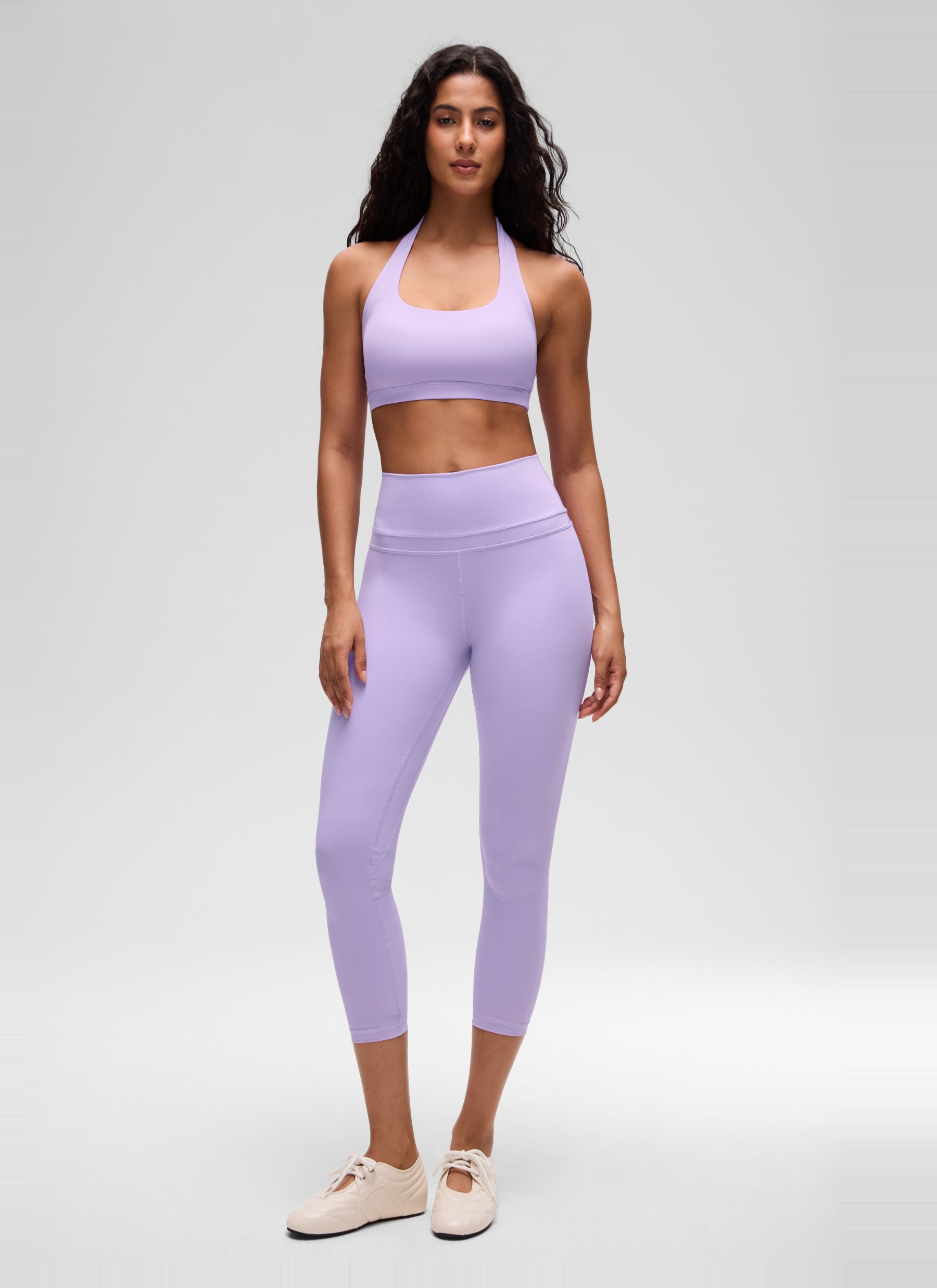 CRZ YOGA Womens Yoga Scoop Neck Padded Open Back Sports Bras Lavender Frost