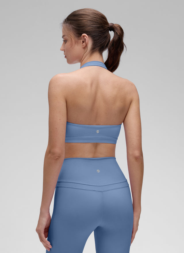 CRZ YOGA Womens Yoga Scoop Neck Padded Open Back Sports Bras Oasis Blue @model_info:Kerr