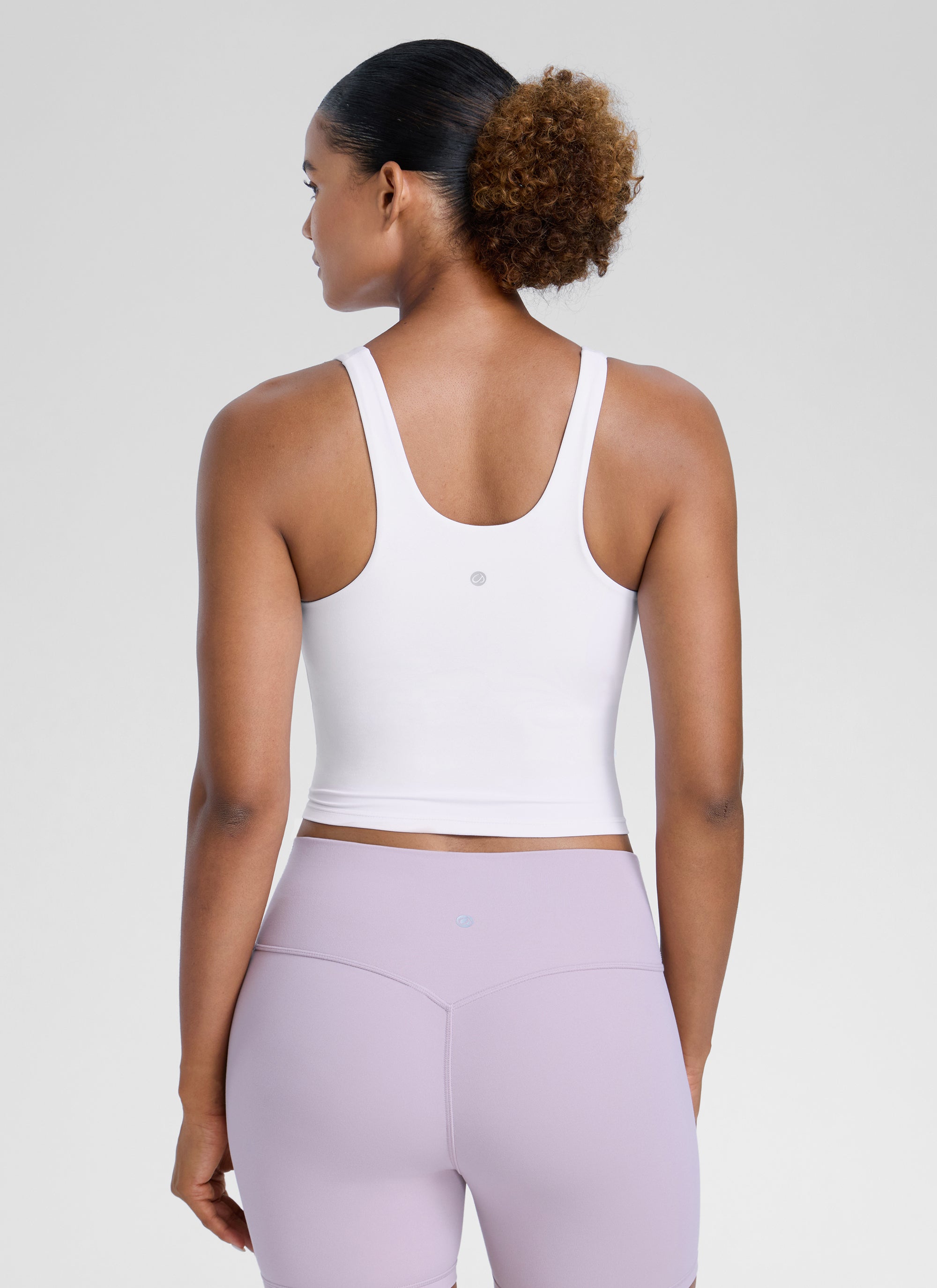 CRZ YOGA Womens Butterlift Racerback U Neck Yoga Built in Bra Tank White @model_info:Barbara