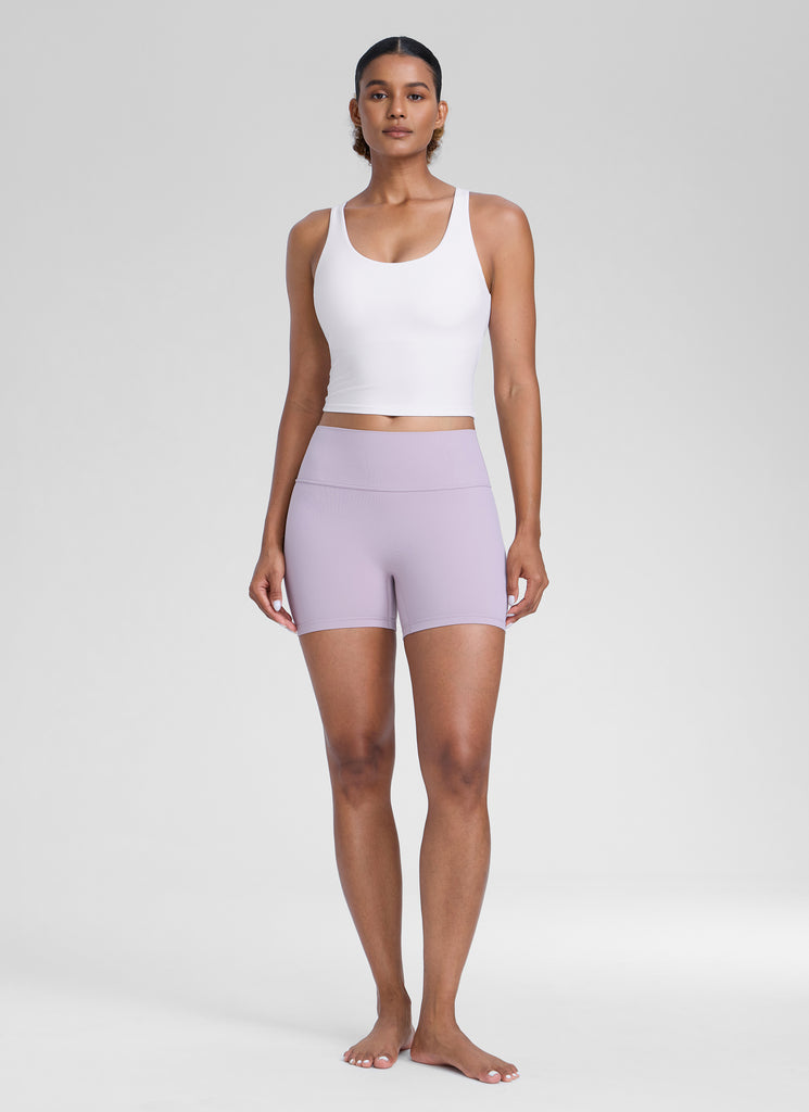 CRZ YOGA Womens Butterlift Racerback U Neck Yoga Built in Bra Tank White