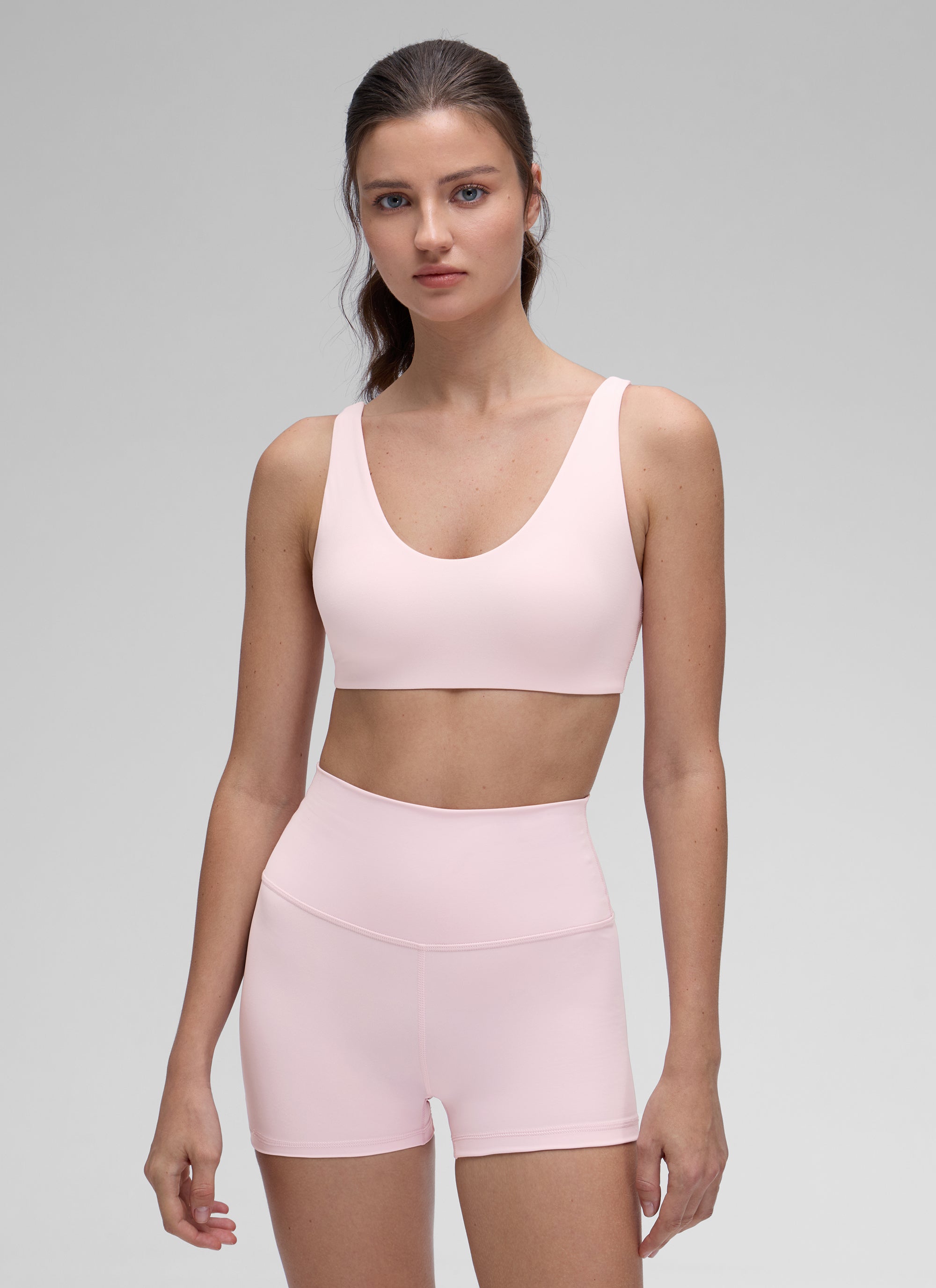 CRZ YOGA Women Butterluxe Soft Double Lined Scoop Neck Sports Bras Strawberry Pink