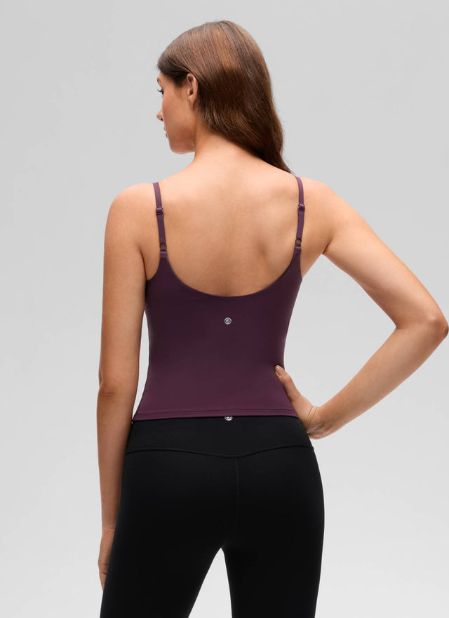 CRZ YOGA Women's Butterluxe Yoga U Back Waist Length Built in Bra Tank Deep Purple @model_info:Gelya