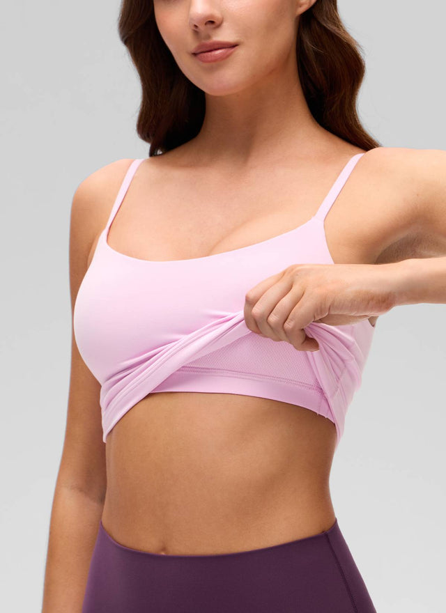 CRZ YOGA Women's Butterluxe Yoga U Back Waist Length Built in Bra Tank Vita Pink @model_info:Gelya