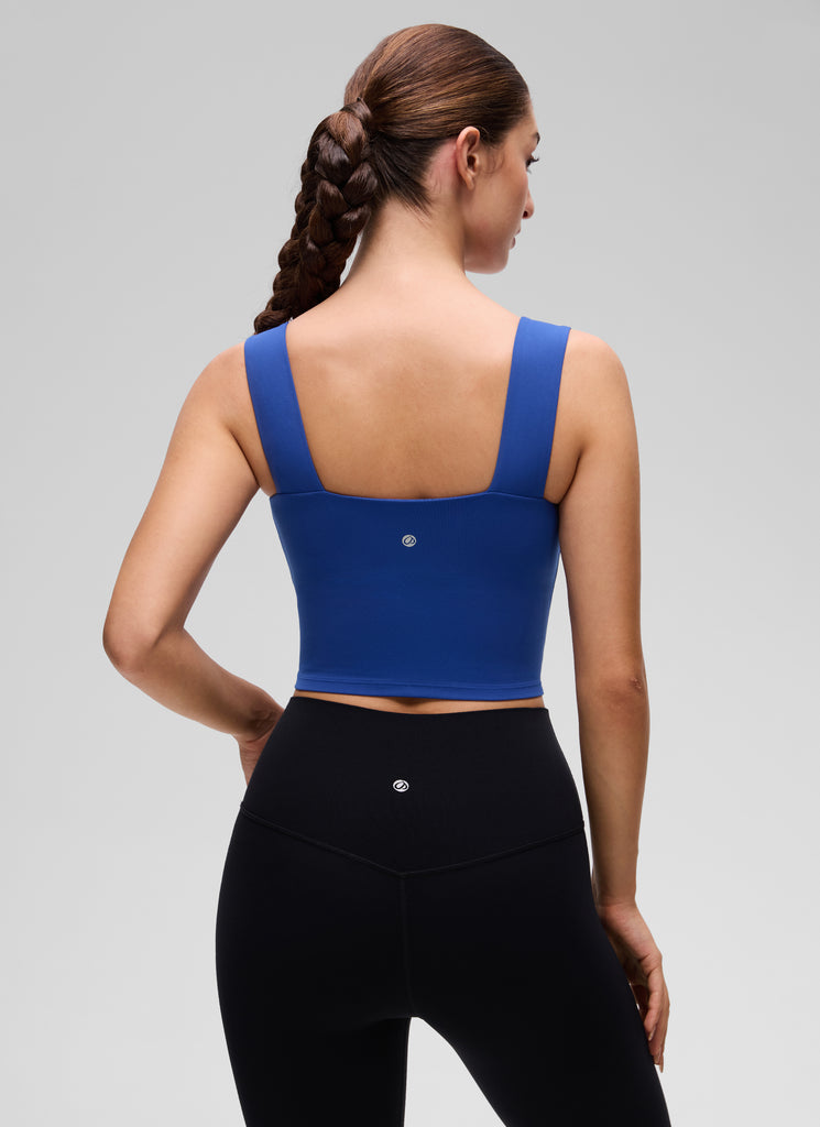 CRZ YOGA Women's Butterluxe Square Neck Crop Built in Bra Tank Vita Pink