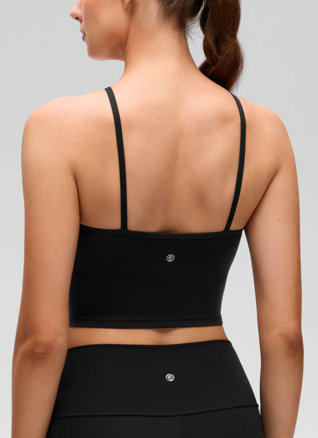 CRZ YOGA Women's Butterluxe Yoga Cross Halter Crop Built in Bra Tank Black