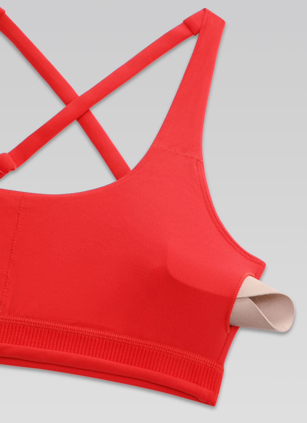 CRZ YOGA Women's Butterlift Workout Cross Back Built in Bra Sports Bra Deep Red @model_info:DETAIL