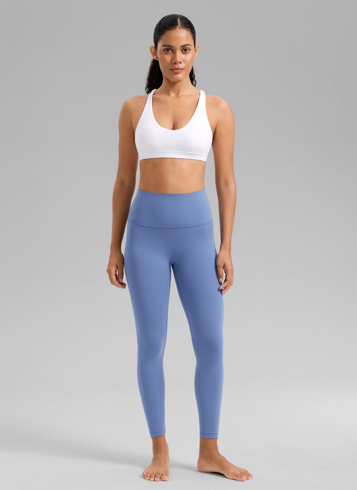 CRZ YOGA Women's Butterlift Workout U Neck Cross Back Sports Bra White @model_info:Gabi
